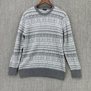 Rails Sweater Mens M Carlisle Silver Icicle Knit Pullover Far Isle Crew Neck